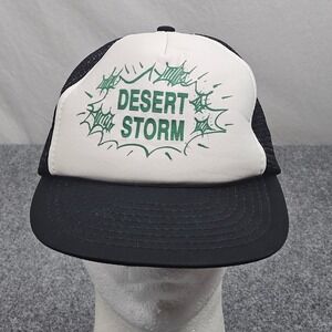 Vintage Desert Storm Trucker Hat Black White Cap Military Iraq War Veteran